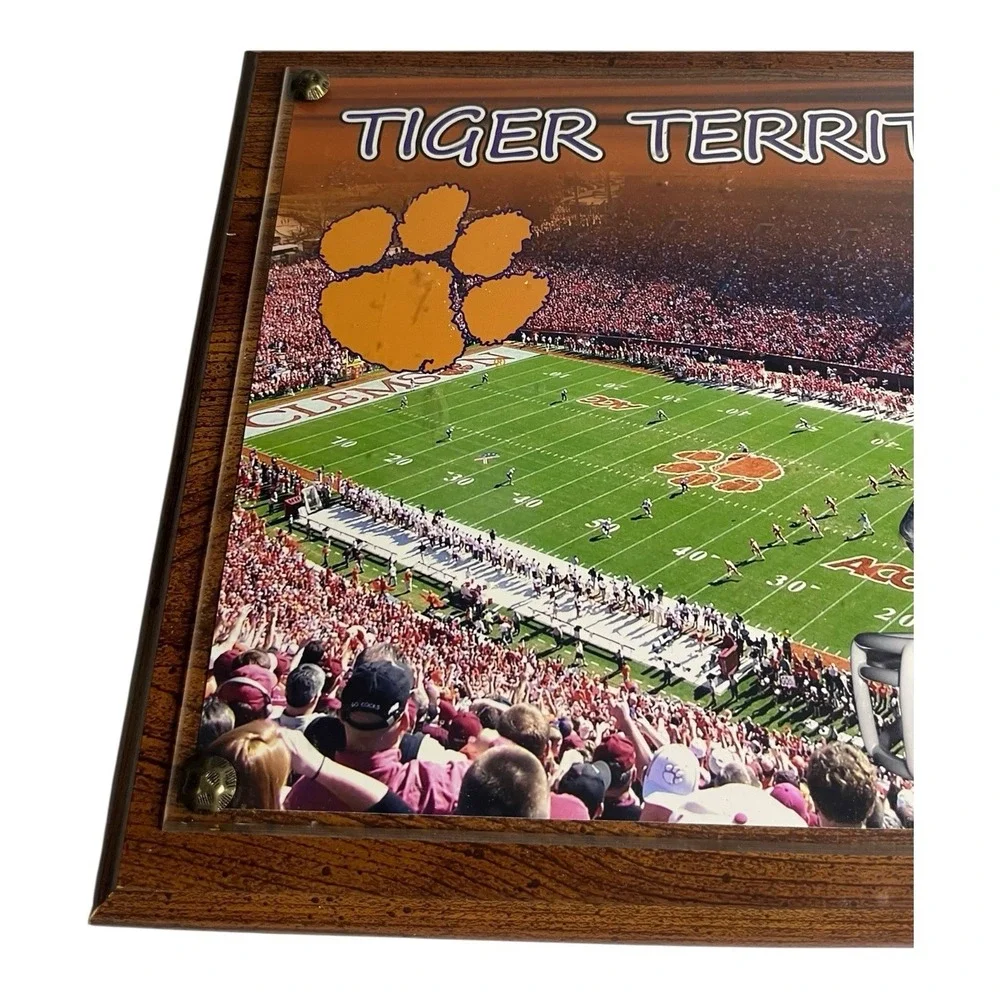Clemson College Football Stadium Tiger Territory Wood Wall Photo Plaque Man Cave